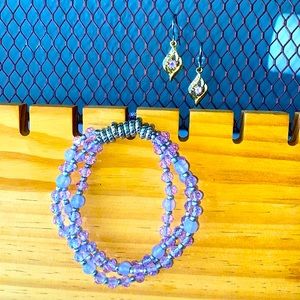 Rachel Zoe Gold and pink zirconia Earrings with bracelet